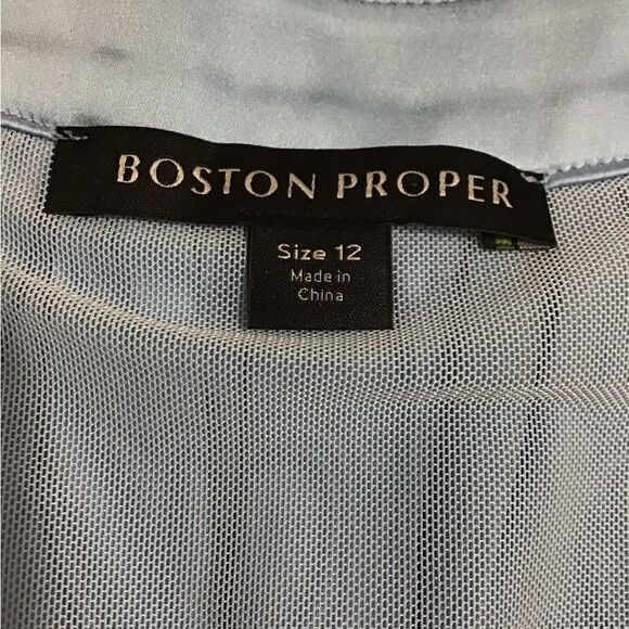 Boston Proper Blue Satin V-Neck Pullover Sleeveless Top New Size 12 - Picture 8 of 13